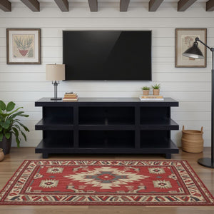 English Elm Laurel Rustic Modern 64" TV Stand for TVs up to 70" — Oak Solids & Veneers, Open Shelves, No Assembly B108P292263