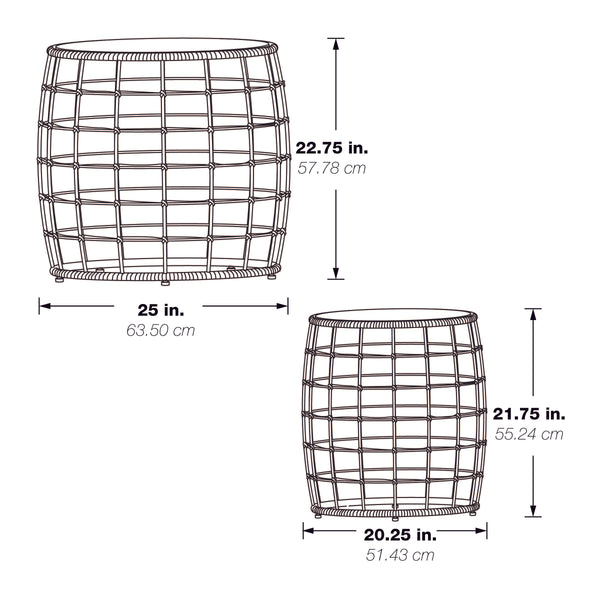 OSP Home Furnishings Cambria Drum Nesting Tables 2 Piece Black