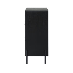 3 Drawer Chest with Reeded Drawer Fronts Black PRSB3BBL2 Walker Edison