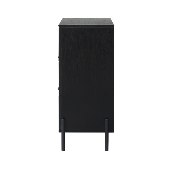 3 Drawer Chest with Reeded Drawer Fronts Black PRSB3BBL2 Walker Edison