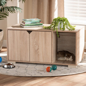 Baxton Studio Baxton Studio Jasper Stylish Oak Cat Litter Box Cover – Modern Furniture for Odor Control & Chic Décor SECHC150040WI-Hana Oak-Cat House