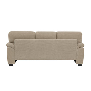 English Elm 3-seater Track Arm Sofa Tufted Textured Fabric Couch for Modern Living Rooms Camel W5568S00011