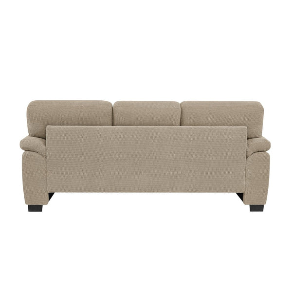 English Elm 3-seater Track Arm Sofa Tufted Textured Fabric Couch for Modern Living Rooms Camel W5568S00011