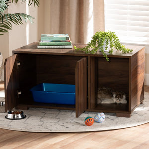 Baxton Studio Baxton Studio Modern Walnut Cat Litter Box Cover – Stylish, Durable, Easy-Clean Enclosure for Cats SECHC150040WI-Columbia-Cat House