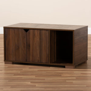 Baxton Studio Baxton Studio Modern Walnut Cat Litter Box Cover – Stylish, Durable, Easy-Clean Enclosure for Cats SECHC150040WI-Columbia-Cat House