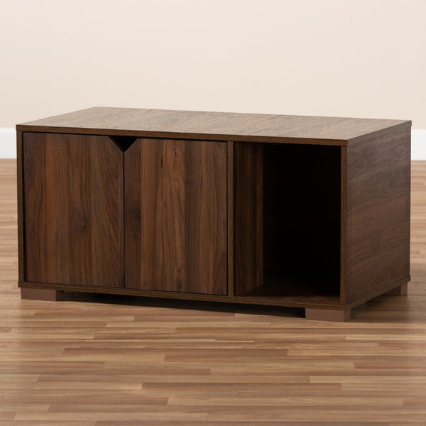 Baxton Studio Baxton Studio Modern Walnut Cat Litter Box Cover – Stylish, Durable, Easy-Clean Enclosure for Cats SECHC150040WI-Columbia-Cat House