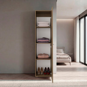 English Elm White Slim Particleboard Storage Cabinet with Four Shelves for Small Bedroom or Hallway B062P483768