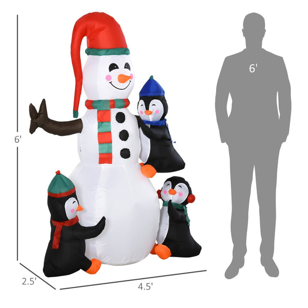 English Elm Christmas Inflatable Snowman Penguin Scene Six Foot Led Outdoor Holiday Yard Decor T3971P412935