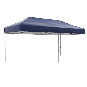 English Elm Outsunny 10' X 20' Pop Up Canopy Tent With Adjustable Heights, Easy Setup, Wheeled Carry Bag, Dark Blue W2225P200837-GIGA