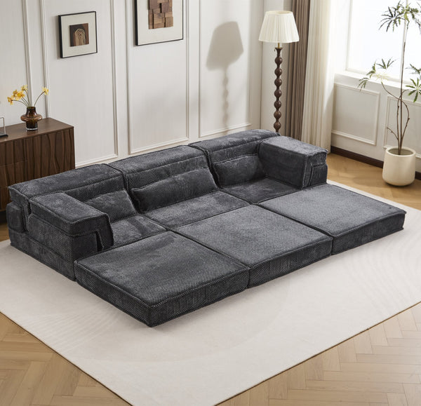 English Elm Compression Oversized Boneless Modular Sofa Bed - Versatile, No Assembly, Memory Foam Comfort In Dark Grey W3723S00021