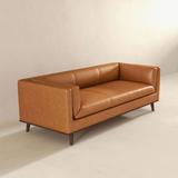 English Elm Ashcroft Furniture - Cassidy  Tan Genuine Leather Couch