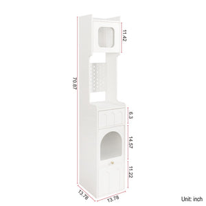 English Elm White Sideboard Storage Cabinet – Modern Multi-Functional Design With Glass Doors & Versatile Shelving W331P298183-GIGA