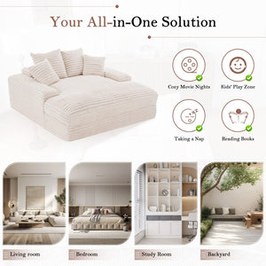 English Elm 028-oversized Corduroy Chaise Sleeper Sofa with Foam Support for Apartments W527P412860