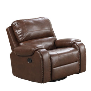 English Elm Transitional Multi-Function Glider Recliner with Channel Back, Cup Holders, Hidden Storage, Upholstered Comfort Brown 34 L x 41 W x 31 H B2741P385042