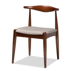 Baxton Studio Baxton Studio Amato Mid-Century Modern Dining Set in Light Gray Fabric with Walnut Finish for Stylish Spaces 5-Piece Aeron-Light Grey/Walnut-5PC Dining Set