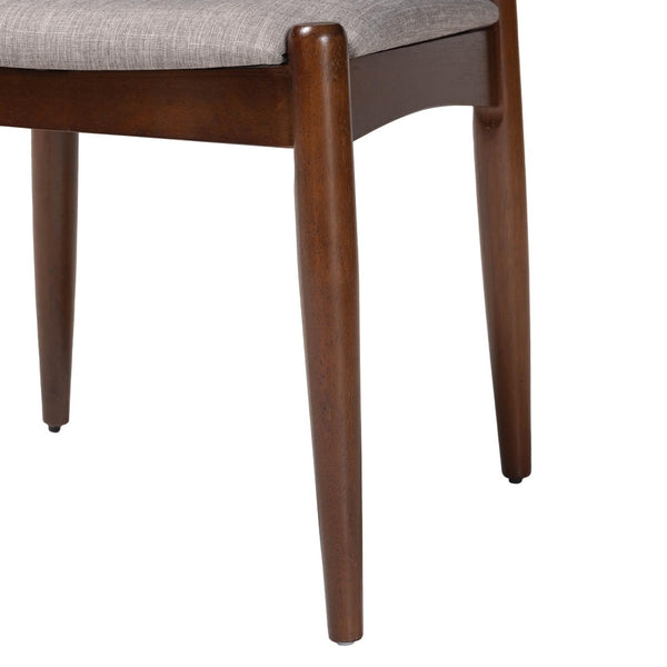 Baxton Studio Baxton Amato Mid-Century Modern Dining Chair Set of 2 - Light Gray Upholstery & Walnut Finish Aeron-Light Grey/Walnut-DC