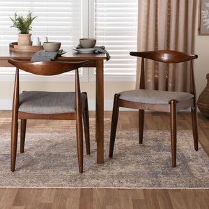 Baxton Studio Baxton Amato Mid-Century Modern Dining Chair Set of 2 - Light Gray Upholstery & Walnut Finish Aeron-Light Grey/Walnut-DC