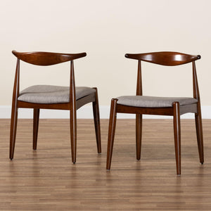Baxton Studio Baxton Amato Mid-Century Modern Dining Chair Set of 2 - Light Gray Upholstery & Walnut Finish Aeron-Light Grey/Walnut-DC