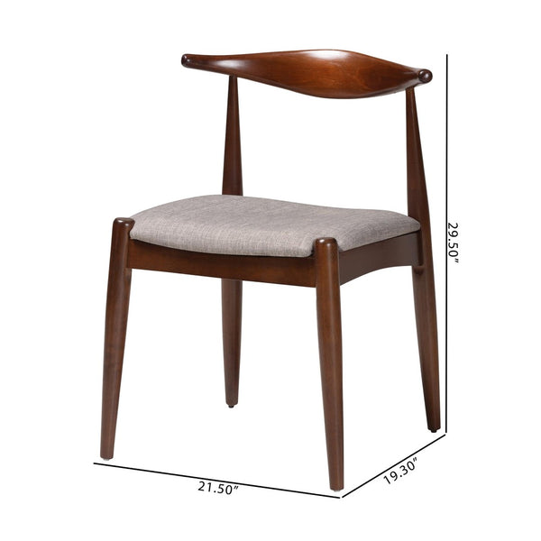 Baxton Studio Baxton Amato Mid-Century Modern Dining Chair Set of 2 - Light Gray Upholstery & Walnut Finish Aeron-Light Grey/Walnut-DC