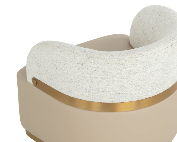 Sunpan Brinda Swivel Lounge Chair - Elegant Mid-century Design With Gold Stainless Steel Accents Cream Fabric ,Faux Leather 111446