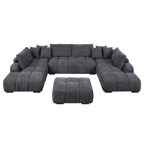 English Elm Chosen Chenille Sectional Sofa with Toss Pillows and Dual Chaises, Pocket Coil Seats, Durable Frame Gray 42.5 L x 83 W x 16.5 H B2726S00037