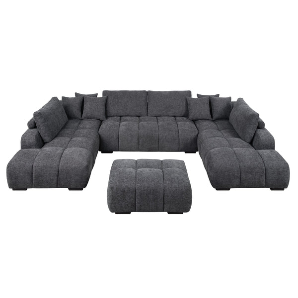English Elm Chosen Chenille Sectional Sofa with Toss Pillows and Dual Chaises, Pocket Coil Seats, Durable Frame Gray 42.5 L x 83 W x 16.5 H B2726S00037