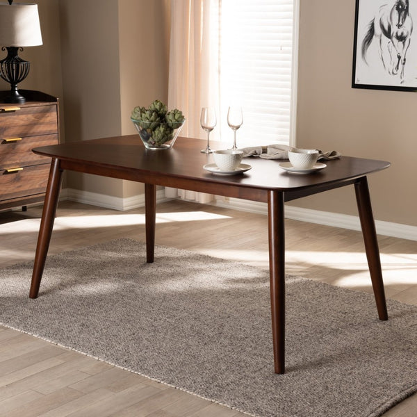 Baxton Studio Baxton Studio Edna Mid-Century Modern Walnut Dining Table - Stylish, Versatile, Seats Up to 6 Guests! Flora-Walnut-DT