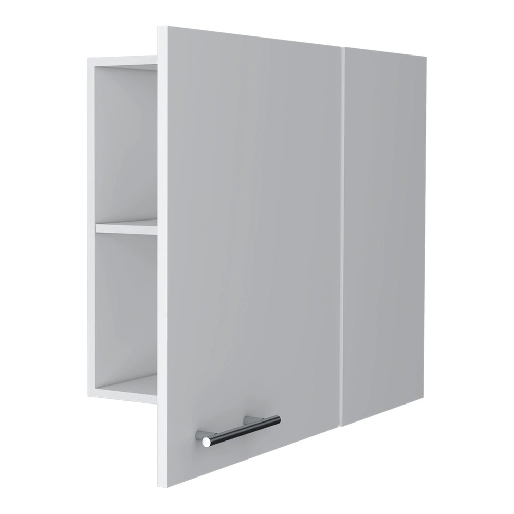 English Elm White Hi Wall Cabinet 1 Door – Space-Saving 23.6" x 19.7" x 13.1" White Kitchen Storage, Easy-Clean Finish B062P252190