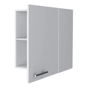 English Elm White Hi Wall Cabinet 1 Door – Space-Saving 23.6" x 19.7" x 13.1" White Kitchen Storage, Easy-Clean Finish B062P252190