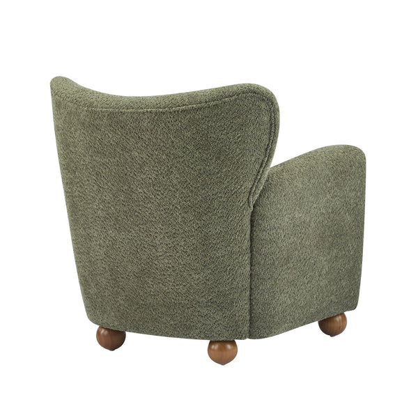 English Elm Christopher Knight Home® - Cozy Wingback Armchair with Plush Bouclé Upholstery, Solid Wood Legs, Timeless Elegant Comfort Olive Green,Teak 32 L x 29.5 W x 26.75 H N776P293322G