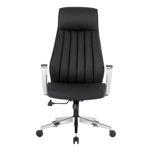 OSP Home Furnishings High Back Executive Office Chair with Antimicrobial Fabric Synchro Tilt and Chrome Base 62200C-R107