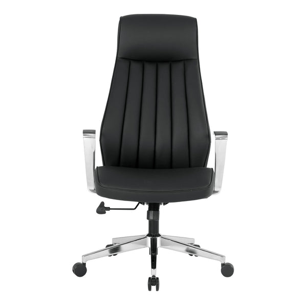 OSP Home Furnishings High Back Executive Office Chair with Antimicrobial Fabric Synchro Tilt and Chrome Base 62200C-R107