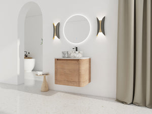 English Elm 24'' Wall-Mounted Bathroom Vanity With Ceramic Vessel Sink, Soft-Close Door & Stylish Design W999S00395