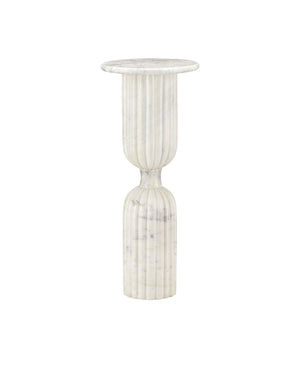 Currey & Company Passementerie White Marble Drinks Table - Elegant Sculptural Design With Unique Purple Veining White Banswara Marble 3000-0323-currey-company