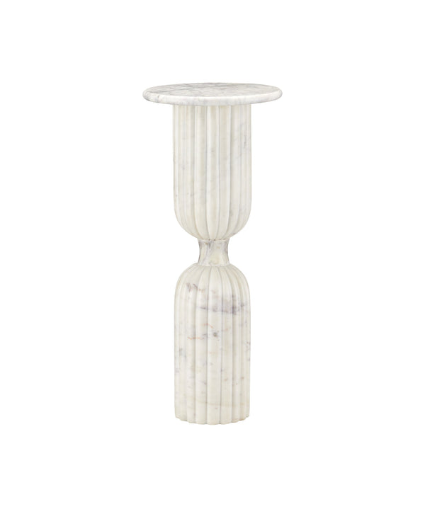 Currey & Company Passementerie White Marble Drinks Table - Elegant Sculptural Design With Unique Purple Veining White Banswara Marble 3000-0323-currey-company