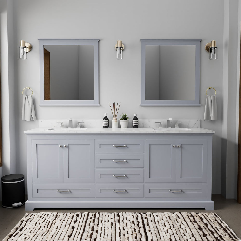 English Elm Dark Grey Double Bath Vanity 80" W x 22" D with Carrara Marble Top, Chrome Faucets, Soft-Close Storage B2731P258402