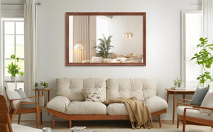 English Elm 60"X40" Oversized Modern Rectangle Bathroom Mirror - Stylish Walnut Frame For Versatile Wall Mounting W708P297673