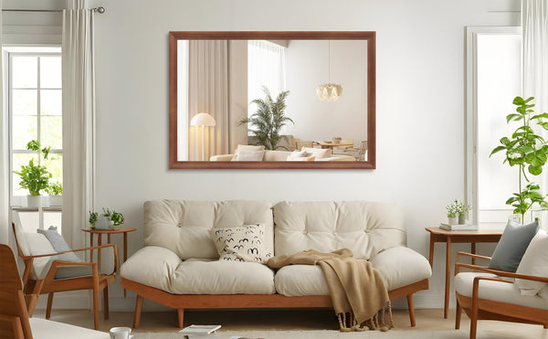 English Elm 60"X40" Oversized Modern Rectangle Bathroom Mirror - Stylish Walnut Frame For Versatile Wall Mounting W708P297673