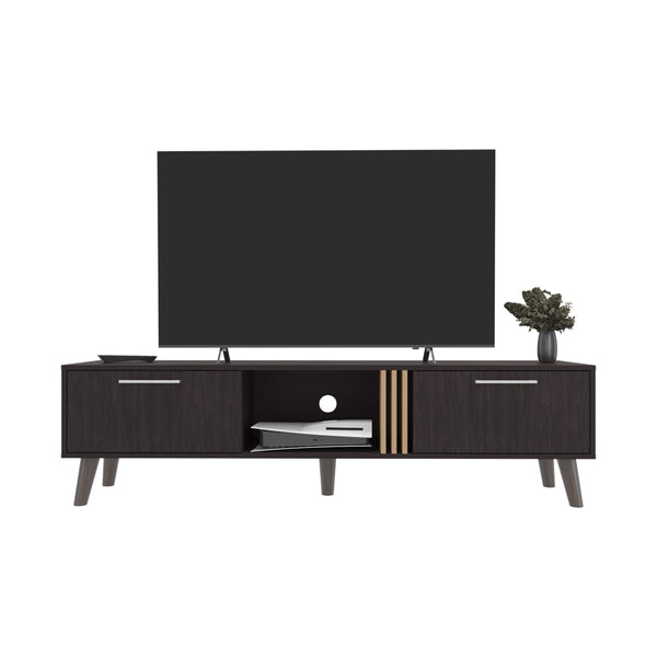 English Elm Altoona Modern TV Stand with Light Oak & Black Finish, Gold Accents, Cable Management, Sturdy Design B092P254749
