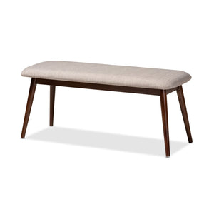 Baxton Studio Baxton Studio Flora Mid-Century Modern Grey Upholstered Dining Bench with Walnut Finished Legs Flora-Light Grey/Walnut-Bench