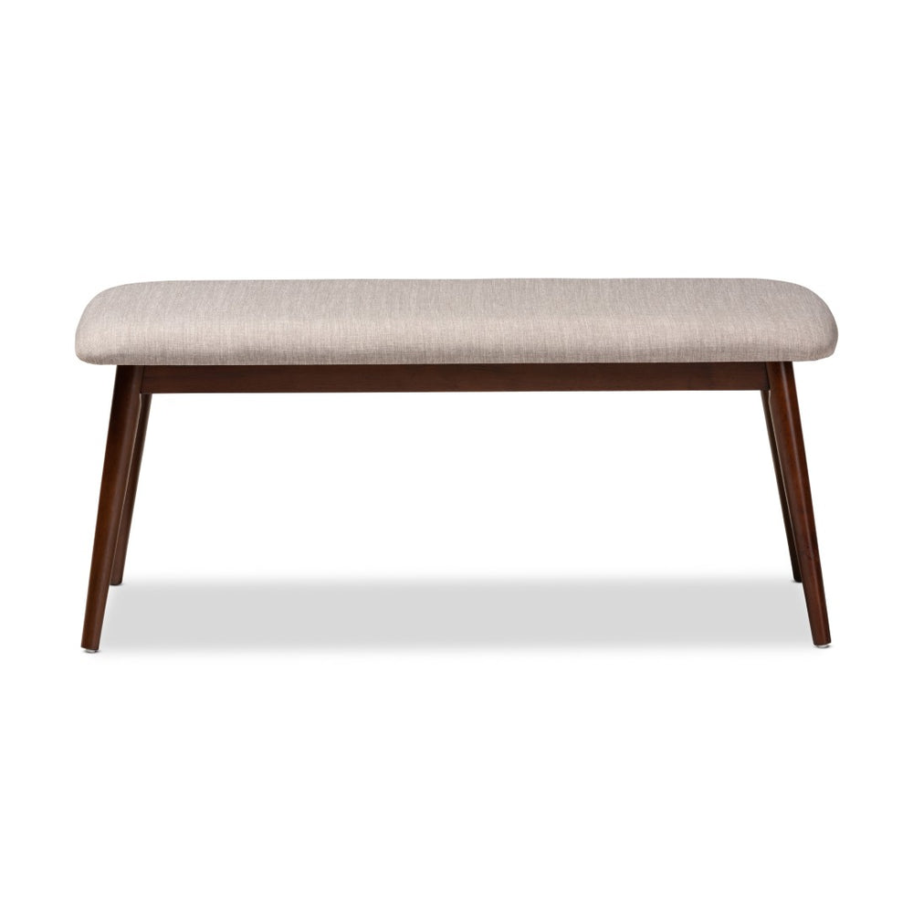 Baxton Studio Baxton Studio Flora Mid-Century Modern Grey Upholstered Dining Bench with Walnut Finished Legs Flora-Light Grey/Walnut-Bench
