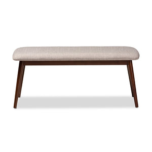 Baxton Studio Baxton Studio Flora Mid-Century Modern Grey Upholstered Dining Bench with Walnut Finished Legs Flora-Light Grey/Walnut-Bench