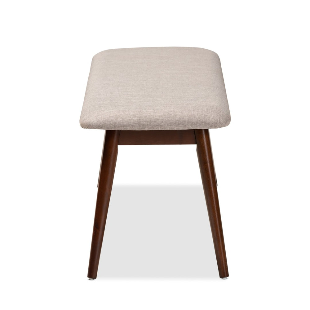 Baxton Studio Baxton Studio Flora Mid-Century Modern Grey Upholstered Dining Bench with Walnut Finished Legs Flora-Light Grey/Walnut-Bench