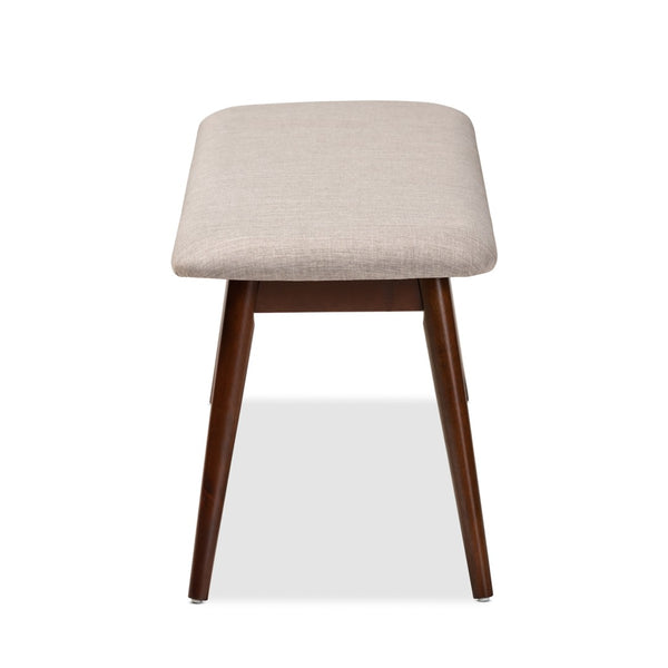 Baxton Studio Baxton Studio Flora Mid-Century Modern Grey Upholstered Dining Bench with Walnut Finished Legs Flora-Light Grey/Walnut-Bench