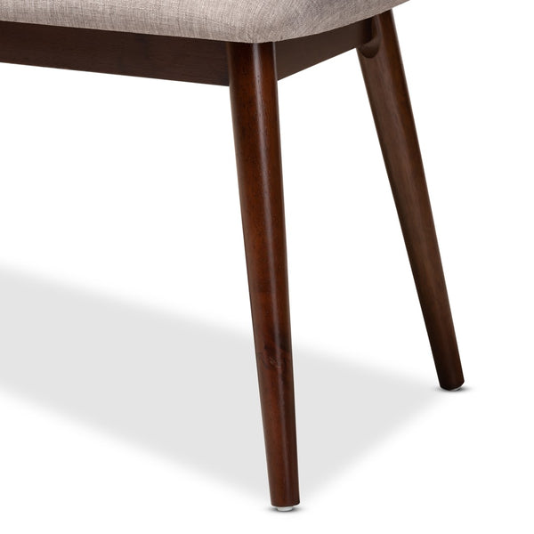 Baxton Studio Baxton Studio Flora Mid-Century Modern Grey Upholstered Dining Bench with Walnut Finished Legs Flora-Light Grey/Walnut-Bench