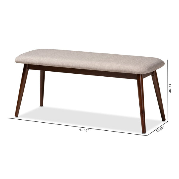 Baxton Studio Baxton Studio Flora Mid-Century Modern Grey Upholstered Dining Bench with Walnut Finished Legs Flora-Light Grey/Walnut-Bench