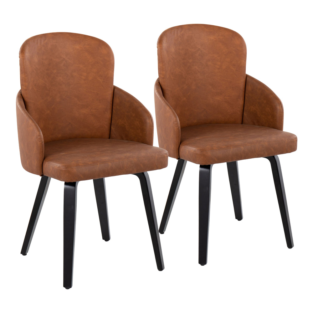 English Elm Dahlia Modern Dining Chair Set Of 2 In Black Bent Wood & Camel Faux Leather With Chrome Accent B202S01206