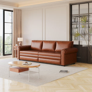 English Elm Chesterfield Velvet King Sleeper Sofa with Nailhead Trim and Rolled Arms for Living Room W1885S00359