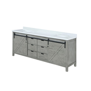 English Elm Ash Grey Double Bath Vanity With Cultured Marble Top - Spacious, Stylish & Soft-Close Drawers, 80 In. B2731P260159
