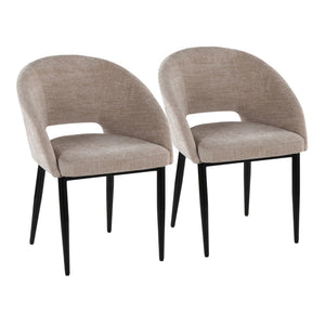 English Elm Chair Set of Two with Black Metal Frame and Upholstered Seat for Modern Dining B202S02107